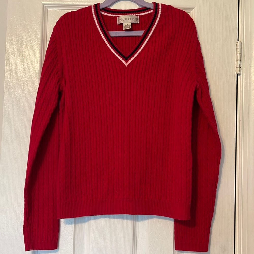 🎄 Casual Corner Red Knit Sweater